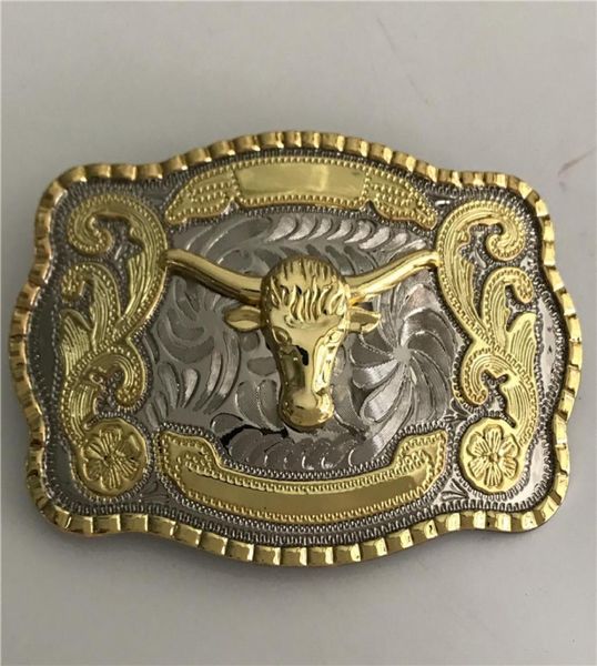 1 ПК Cool Silver Gold Bull Western Cowboy Buckle для мужчин Hebillas Cinturon Jeans Head Head2454597