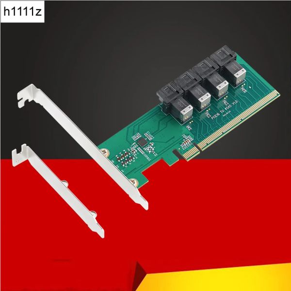 Karten U.2 bis PCIe -Adapter PCI Express Gen3 3.0 X16 bis 4 Port Minisas HD SFF8643 Expansion Card Converter Riser für PCIe NVMe U.2 SSD