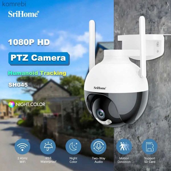 PTZ Cameras Srihome FHD Outdoor Wi -Fi Camera Monitoring Night Vision Полный цвет AI Human Tracking 3X цифровой Zoom Video Security Monitor C240412