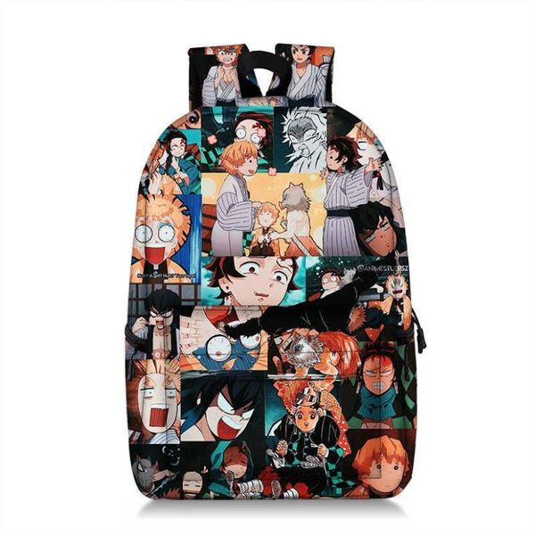 Anime Dämon Slayer Rucksack wasserdichte Schools Schools Jungen Mädchen Bookbag Cosplay Travet Bag Knapsack Fashion Y08042803