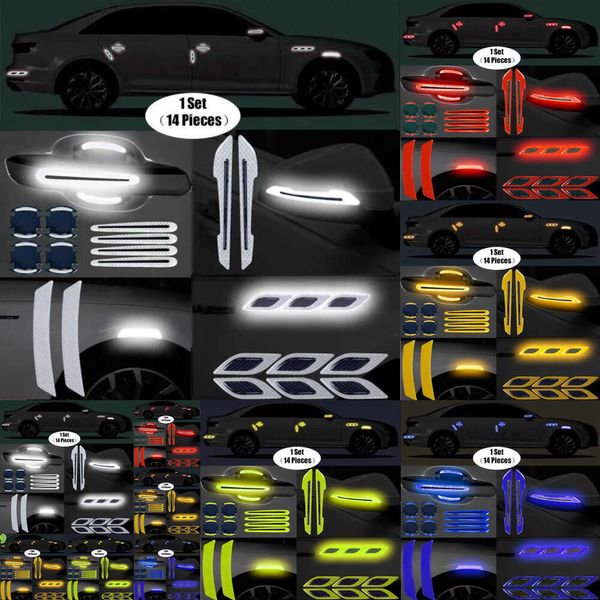 New 14pcs Car espelho retrovisor Espelho Refletor Decals Decalques Automóvel Night Driving Segurança Aviso de aviso Acessório do refletor da cauda