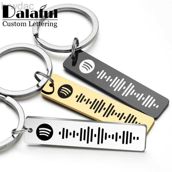 Ключевые кольца Персонализированное Spotify Code CodeChain Имя выгравированное имя песня Music Keyring Scarnable Song Key Cleag Dister Gift для пары P040 240412