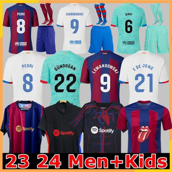 23 24 Pedri Barcelonas Fußballtrikot Barcas Gavi Lewandowski FC Ferran Fati Camiseta de Football Trikot Auba Joao Cancel 2023 2024 Ansu Fußball Joao Felix Männer Kinder Kinder