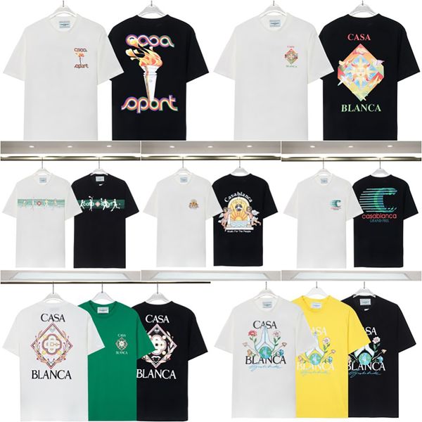 Tasarımcı Erkekler T-Shirt Tropik Tarzı Grafik Mektubu Baskı Yaz Erkek ve Kadın Pamuk Gevşek Kısa Kol Üstleri S-3XL