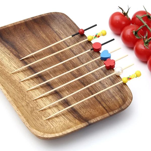 100 pezzi Stick Fruit Bamboo Pick a buffet cupcake Fruit Fruit Fruit festa dessert insalata bastoncino cocktail skewer per arredamento per matrimoni