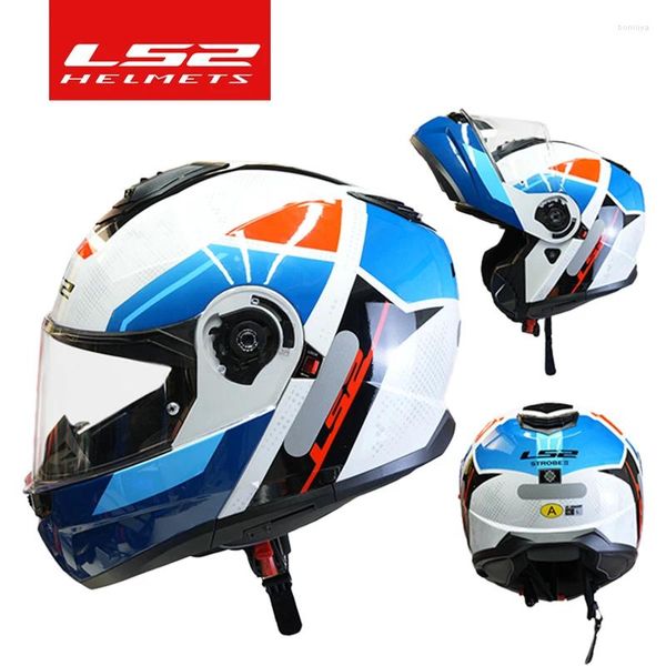 Caschi motociclistici LS2 FF908 Flip Up Helmet Dual Lens Modulare con Visor Sun Casco Moto Capacete CE Certificazione