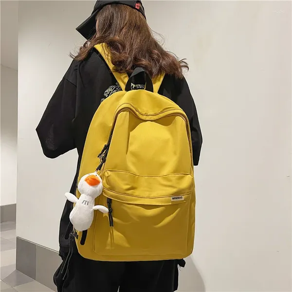 Mochila Pingente Lucky Duck Nylon Yellow Knapsack Bag para Lady Men Girls Girls Escola Livros da Escola Colégio 15,6 polegadas Laptop