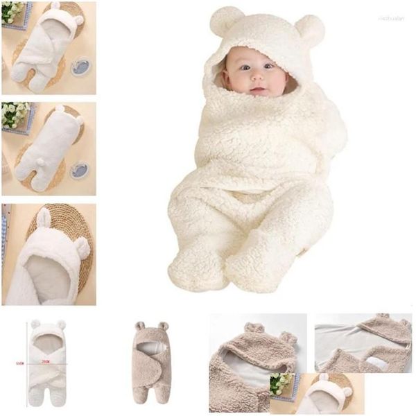 Cobertores de 0-12m nascidos em cobertor Baby Born Ddle Wrap Soft Winter Bedding recebendo manga de manga 1pc Drop Deliver