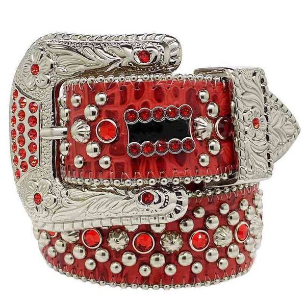 Belbelle a cinghia di lusso per uomo Domande Designer Belt Western Bling Bling Crystal Diamond Cinture con borchie Hip Hop Rock Party Belt