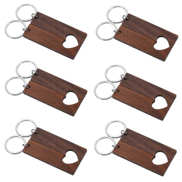 Schlüsselanhänger 10pcs leere hölzerne Paare Schlüsselketten Freund Freund Freundin Keyring Ehemann Jubiläum Valentinstag Geschenk Pinky Versprechen Frauen Männer