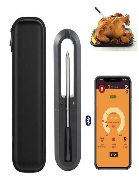 Fırın ızgarası için et termometresi kablosuz barbekü sigara içen rotisserie bluetooth bağlantı dijital mutfak araçları barbekü aksesuarları 2205102108089