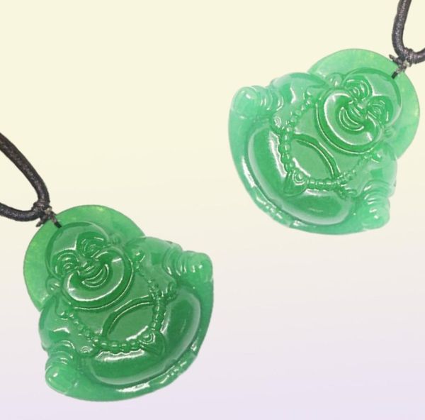 Calcedonio verde naturale che rise Buddha Jade Collana a ciondolo Gioielli Regalo gemtone Whole9290181