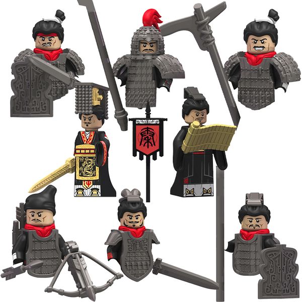 Древняя китайская война терракатта воины мини-фигура солдат солдат Archers Флаг модель флага Moc Moc Toys Blocks Подарок девочки девочки