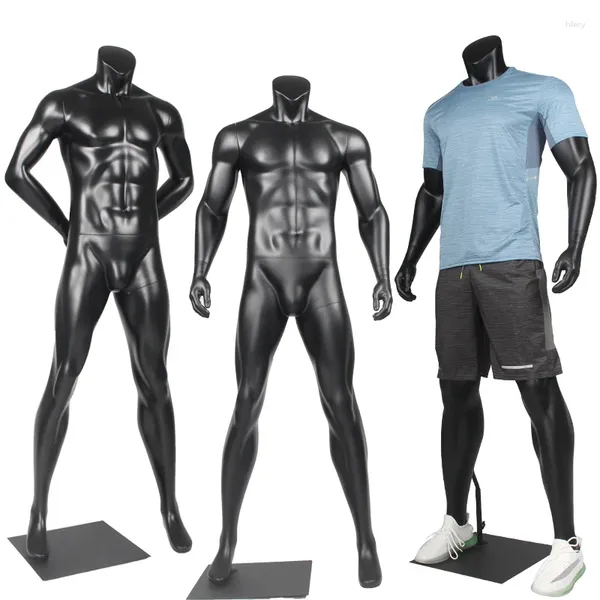 Placas decorativas lojas de roupas esportivas masculino masculino masculino meio corporal Black Fitness manequim