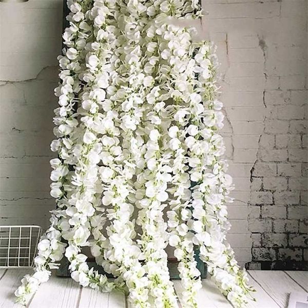 Intero 20pc set wisteria artificiale fiore appeso a rattan sposa fiori ghirlanda decorazioni natalizie per casa el 211022710