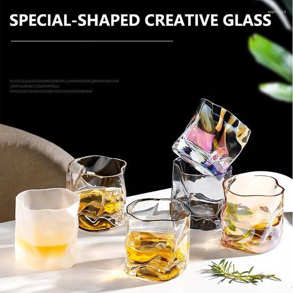 Şarap Gözlükleri Ins Yaratıcı Cam Votka Bar El Japon Restoran Ev Eşsiz Bira Viski Kristal Özel Şeklinde Bükülmüş