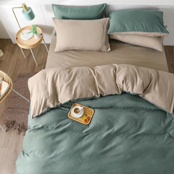 Set di biancheria da letto 4 pezzi di casa tessile set per adulti letto bianco blu verde rosa copripatico trapunta brief di tela da letto brevi