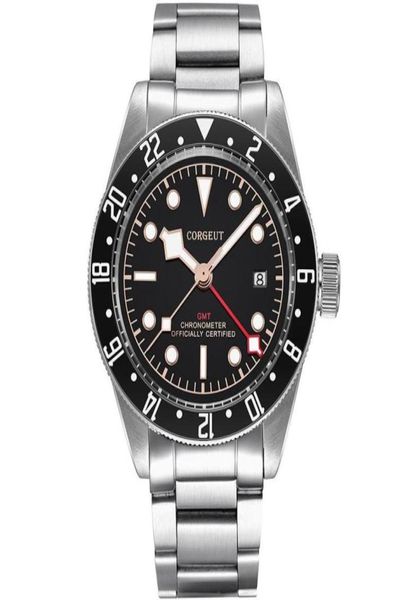 Armbanduhr Automatic Movement Watch Bay Schwarz rote Lünette Kalender Men039s Stahlhülle 41 mm Armband Luminöses Militär7924498