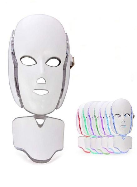 Işık Terapisi Yüz Güzellik Zayıflama Makinesi 7 LED Yüz Boyun Maskesi Cilt Beyazlatma Cihazı için Mikro Akım DHL Gönderi4952909