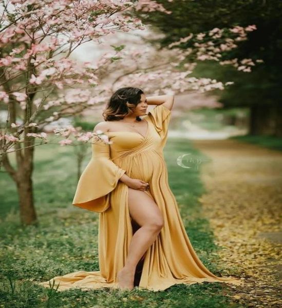 Novo vestido de maternidade de manga longa, vestido grávida, vestido de vestido de maternidade de gravidez para gestação para Po Shoot3766976