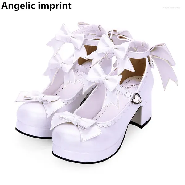 Kleiderschuhe Angelic Impressum Frau Mori Mädchen Lolita Cosplay Lady High Heels Pumps Frauen Prinzessin Party Perarlescent PU BOWS