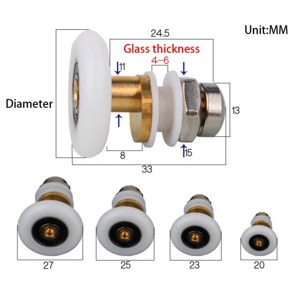 Ванная шкив для душа ролики душевая комната раздвижные стеклянные дверные колеса для большинства корпусов для душа/душевых кабины