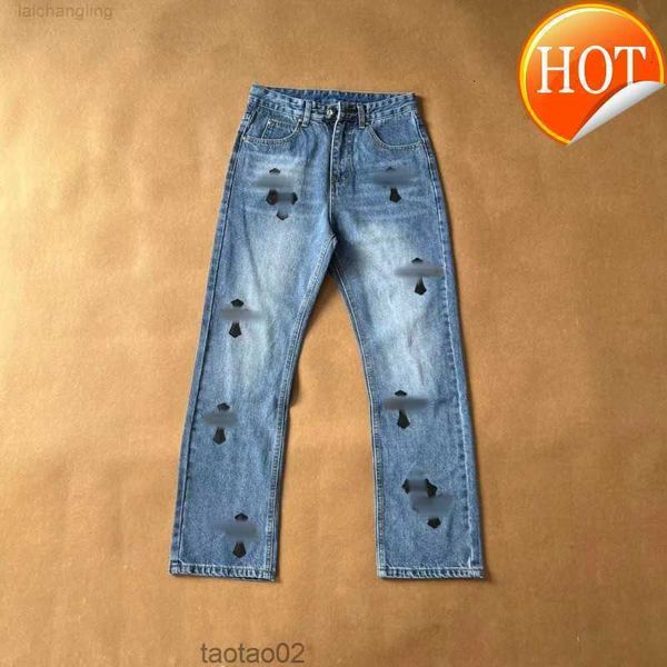 Designers de jeans Jean Chrome Troushers Men Bordado do coração Retido de retalhos de retalhos para a marca de tendência Motocicle