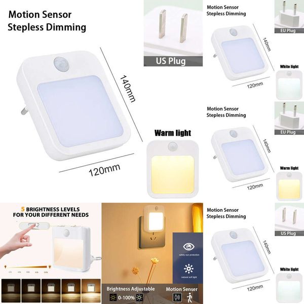 Nuovo Sensore Plug in Motion Sensore Dimmeble Armadio Luce per il corridoio per bambini per bambini Lampada wireless Night Lample Light Eu/US