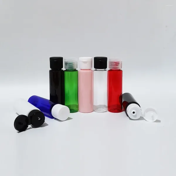 Speicherflaschen 50pcs 30 ml Reise leerer Plastik -Flip -Top -Kappe für El Duschgel Haar Conditioner 1oz nachfüllbares Haustier Shampoo Container