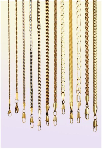 Goldkette für Männer Frauen Weizen Figaro Seil Kubanische Verknüpfungskette Gold gefüllt Edelstahl Halsketten Männliches Schmuck Geschenk Whole6863858