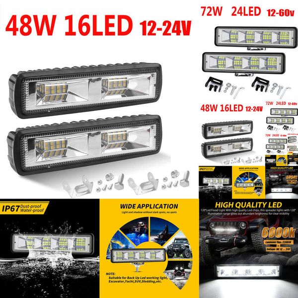 NEU 2024 Auto Electronics 2PCS 72W Auto Arbeitslicht LED-Bar 4x4 24 LED Worklight Bar Offroad SUV ATV Traktorboot Trucks 12-60V LED-Combo-Strahl