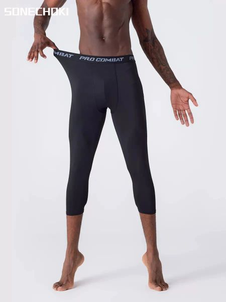 Calça calça sonechoki compressão calça calças homens que executa meia -calça de basquete sólido legging de treino seco rápido as calças elásticas da cintura homens