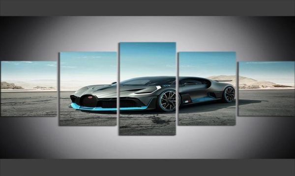 5 -teilige große Größe Leinwand Wandkunst Bilder kreativer Bugatti Divo Sportwagen Poster Kunstdruckölmalerei für Wohnzimmer Dekor264888681