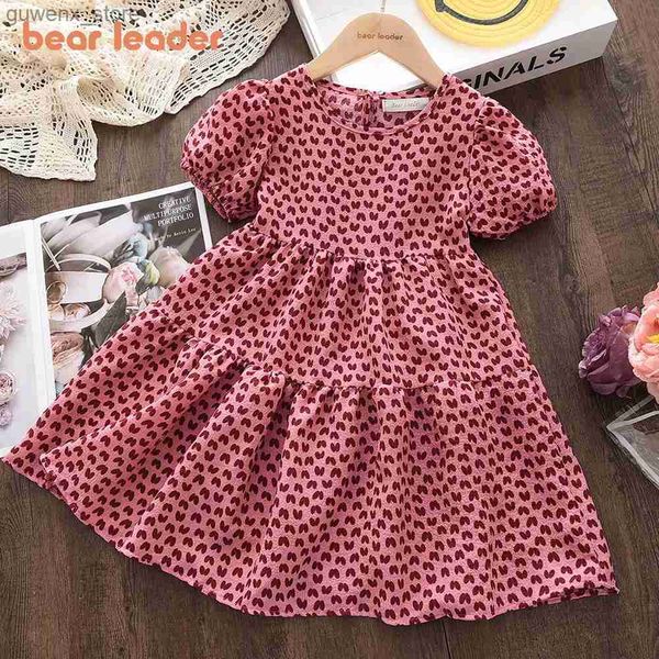 Mädchenkleider Bärenführer Leopard Print Kids Girls Casual Kleid Sommer Blumenkinder Kleider neue Party Prinzessin Sundress Ballkleid Vestidos Y240412