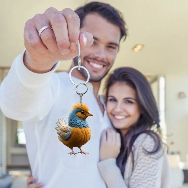 Acrylfarbhöher Huhn Keychains Schlüssel Ringautos Geldbeutel Haustier Liebhaber Farm Tier Geschenke