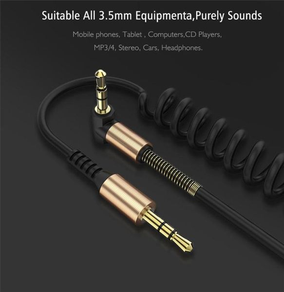 Konnektörler sarmal stereo o kablo 3.5mm erkek ila erkek evrensel aux kordon yardımcısı yardımcı kablolar bluetooth hoparlörler kulaklık kulaklıklar kulaklık pc hoparlör mp3 2023622396