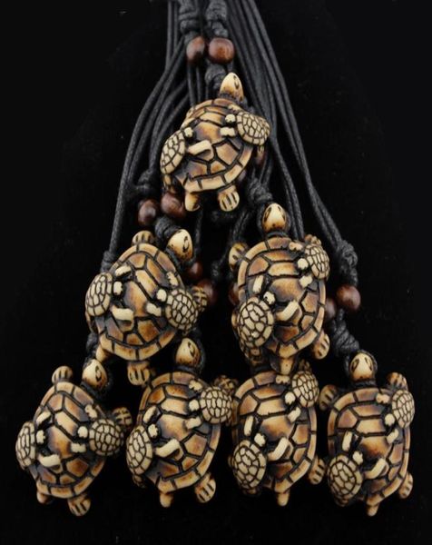 Jóias de moda por atacado 12pcs/lot Men imitação feminina óssea colar de tartarugas mãe esculpida para presente de sorte MN57054976686