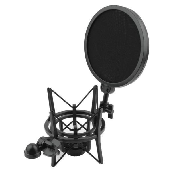 Neuer Mikrofonschock -Mount -Standhalter mit integriertem Pop -Filter -Screen -Mikrofonmikrofon Professioneller Schockmontage8379962