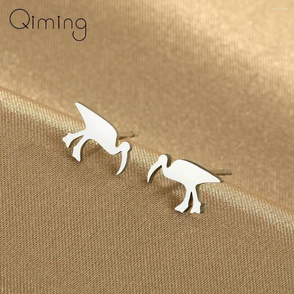 Orecchini per borchie in acciaio inossidabile bidone pollo ibis silhouette uccello grazioso animale gioielleria donna regalo per bambini