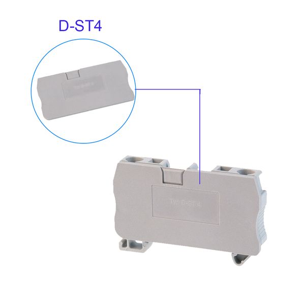 1 peça D-st4 Tampa final para Blocos de Terminal Rail DIN e Pt4 DIN PLACA DE TERCA DE ENVERAÇÃO