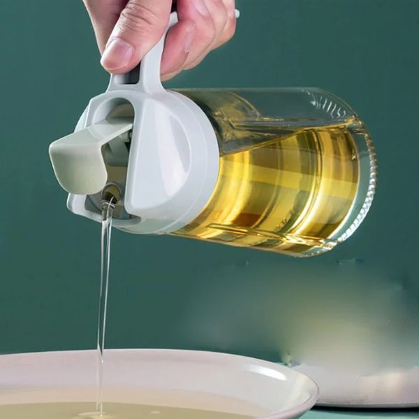 2024 Óleo de cozinha de 600 ml de cozinha dispensador de garrafas de vidro de abertura automática garrafas de fechamento para petróleo Vinagre Honey Oil Oil Oil