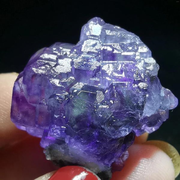 Figurine decorative 14.2Gnaturale raro raro a fluorite viola a grappolo minerale Stone e gemma del quarzo guarigione cristallina