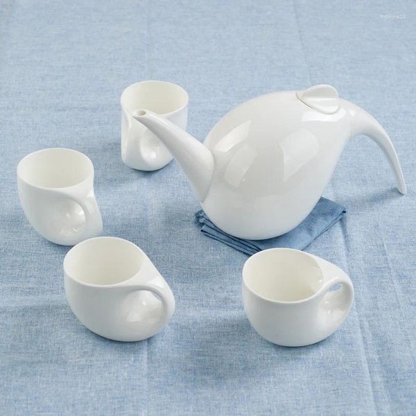 Teware Sets Tingke Yaratıcı Büyük Su Damlası Şekil Çay Seti 5 Parça Hediyesi Modern Minimalist Ev Sanat Kemik Çin Çaydan Teapot Tea Fincil