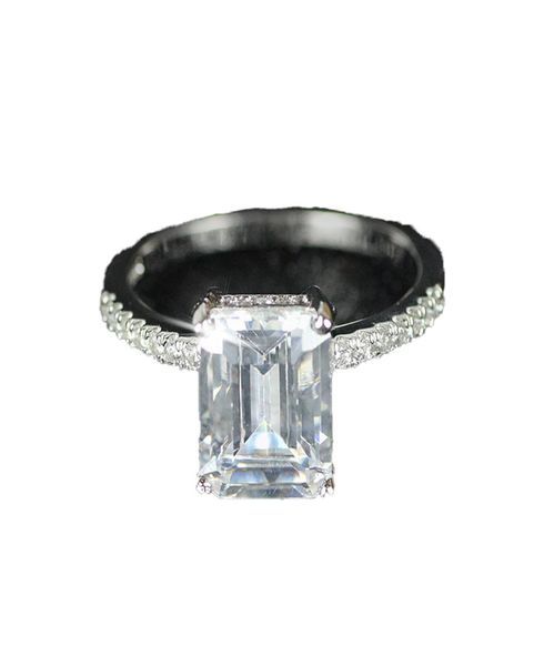 Original 925 Sterling Silber Engagement Eheringe für Frauen Luxus Emerald Cut 4CT Simulierte Diamantplatin -Schmuck Größe 511890865