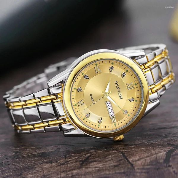 Relógios de pulso Men Luxury Watch Quartz Watches Business Business Relógio de diamante masculino Fashion impermeável Cloc Cloc