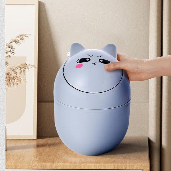 Mini -Katzen -Mülleimer für Schreibtisch kleiner Müllbehälter mit Schüttelabdeckungsgeruchsblockieren Abfallbehälter für Nachttisch Desktop -Lieferungen