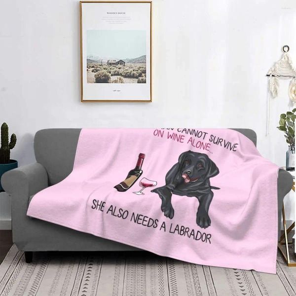 Coperte Labrador e vino cani divertenti coperte in pile morbida in flanella calda cucciolo di cucciolo amante del cucciolo per letto da letto da letto da letto