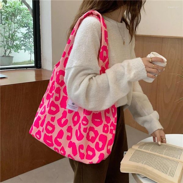 Abendtaschen Trendy Weste Bag große Kapazität Tasche Offenes Design Handtasche Leopardendruck Schulter -Leinwand für Frauen