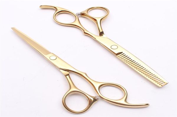 55QUOT 16 cm Giappone 440c Golden Scissors Laser Wire Logo personalizzato Logo Professional Scissori per capelli umani Barberquots Shears Salon S9521021