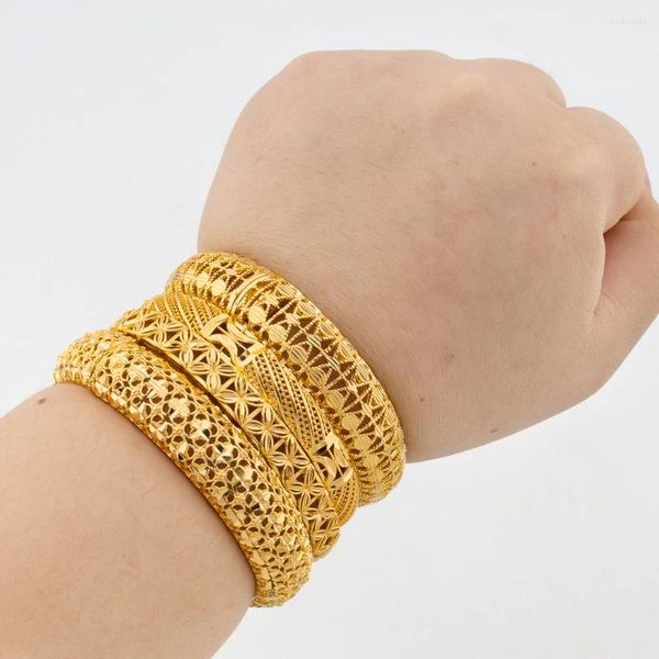 Bracciale da 4 pezzi/braccialetti set africani gioielli africani per matrimoni Dubai 18k Gold Color Party Birthday Out Out